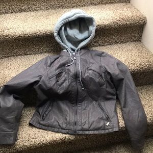 Leather jacket with fuzz inside